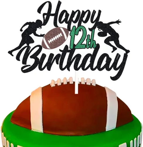 Miniatura 4 de Decoración para pastel de fútbol de 15 años, decoración de fiesta de cumpleaños de 15 años, decoración de pastel de escena de jugador de rugby