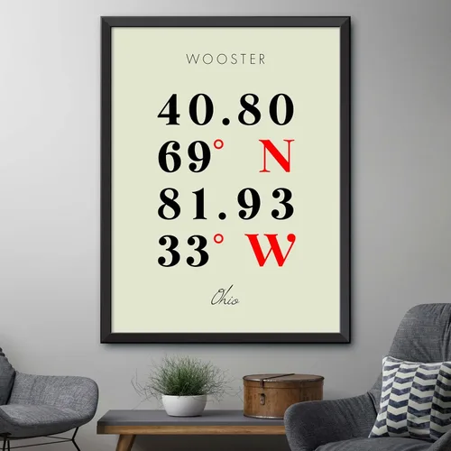 Miniatura 4 de Mapa de Wooster, Ohio, Coordenadas Multilíneas de Colores (8x10)