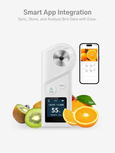 Miniatura 6 de Refractómetro Brix con ATC – Rango de 0–55%, Probador de azúcar portátil para Durian, frutas, jugo, elaboración casera y pruebas de campo