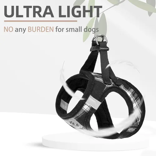 Miniatura 6 de PUPTECK - Arnés, collar y correa ajustables, sin tirones, para perros pequeños y medianos, cachorros y gatos, pechera reflectante acolchada de malla