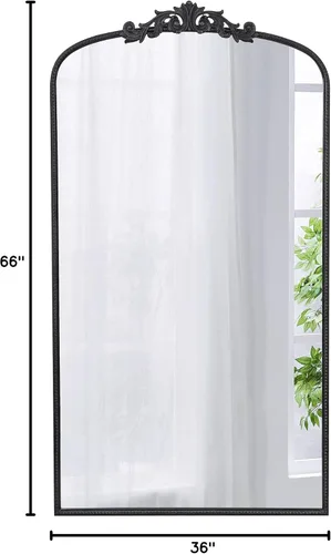 Miniatura 8 de A&B Home - Espejo de cuerpo completo, 66 x 36 pulgadas, espejo grande negro con marco de metal, espejo arqueado para colgar o apoyarse contra