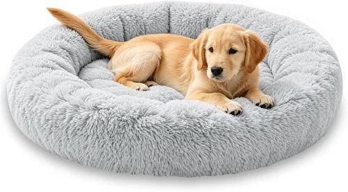 Miniatura 11 de Calming Donut Dog and Cat Bed for Indoor Cats, Anti-Anxiety Round Fluffy Soft Washable Small Pet Bed for Puppy and Kitten, Warming Comfortable