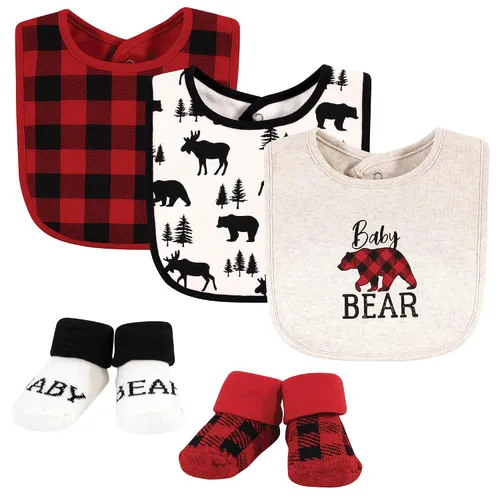 Miniatura 56 de Hudson Baby Conjunto de babero y calcetines unisex de algodón para bebé, Tamaño único Chica Calabaza
