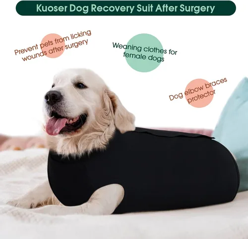 Miniatura 6 de Kuoser Traje de Cirugía para Perro Hembra Esterilización Macho Castración, Manga de Pierna de Perro para Dejar de Lamer Enterizo Suave para Perro