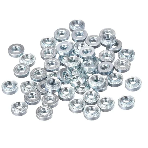uxcell Tuercas autoadhesivas, acero al carbono #4-40 x 0.1 pulgadas con tuerca de remache galvanizado de cabeza redonda, acero de cabeza redonda,