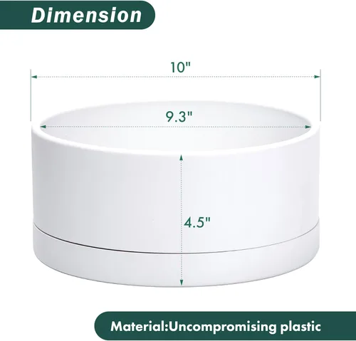 Miniatura 2 de D'vine Dev Maceta de 8 Pulgadas de Plástico Poco Profunda, Gran Maceta Redonda para Suculentas con Orificio de Drenaje y Platillo, Maceta Decorativa