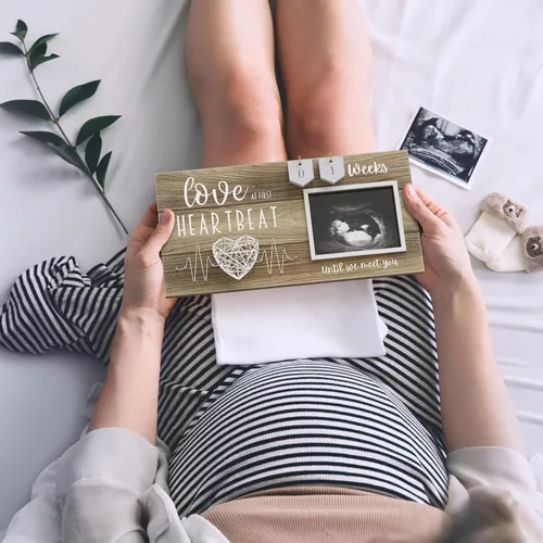 Miniatura 2 de Marco de fotos de ecografía de bebé con cuenta regresiva de semanas – Foto de ultrasonido estándar de 4"x3" – Ideas de anuncios de embarazo – Regalo