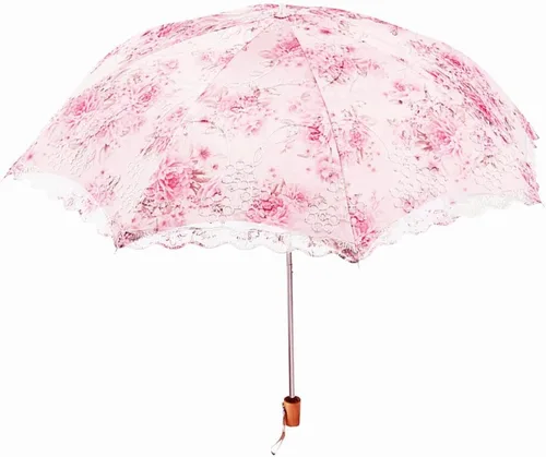 Miniatura 3 de Honeystore Paraguas Plegable Anti-UV del bordado del cordón de la impresión de la flor