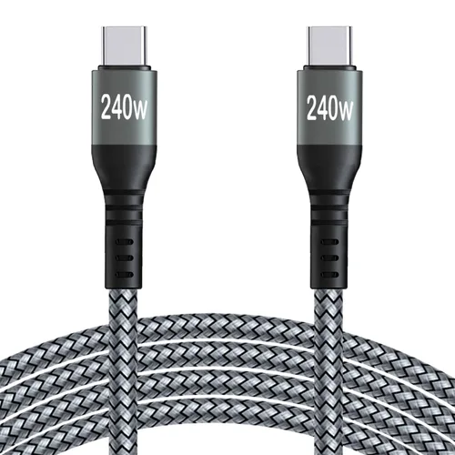 Miniatura 11 de Cable de carga súper rápida USB C a USB C de 20 pies y 240 W, cable de carga trenzado de nailon tipo C a tipo C compatible con iPhone 15, iPad Air