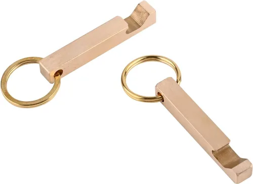 Miniatura 6 de HN05 - Llavero de latón macizo con abrebotellas de cerveza con llaveros de latón, regalos de bar para hombres, marido, papá, novio (2 unidades)