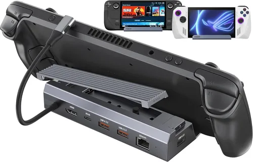 Base de vapor M.2, estación de acoplamiento para Steam Deck OLED/ROG Ally/Legion Go (S)/ROG Xbox Ally, con HDMI (4K @60Hz), Gigabit Ethernet, 3