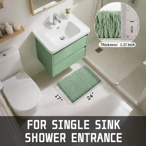 Miniatura 70 de Yimobra Alfombra de baño de felpa esponjosa, súper lanuda suave, cómoda, antideslizante, absorbente de agua, alfombra de baño de microfibra que se