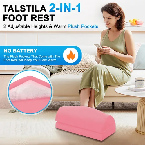 Miniatura 2 de TALSTILA Reposapiés para debajo del escritorio en el trabajo, reposapiés debajo del escritorio, reposapiés ergonómico de 2 alturas ajustables