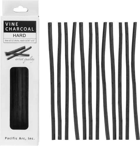 Miniatura 17 de Pacific Arc Artist Vine Charcoal - 4 palitos de carbón suave, negro para dibujar, dibujar y dibujar