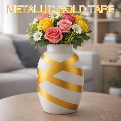 Miniatura 7 de Easy 99 Cinta metálica de espejo cinta adhesiva adhesiva para bricolaje, cintas decorativas, 2.4 pulgadas x 55 yardas (dorado)