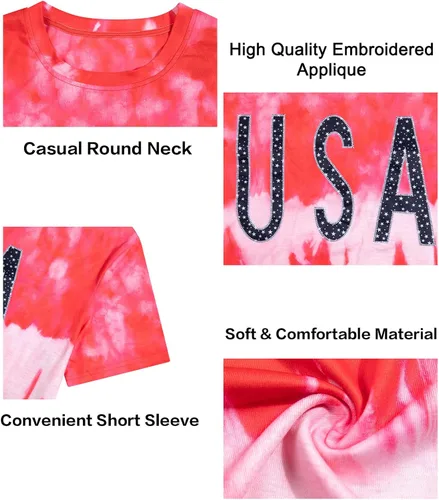 Miniatura 6 de Camisa de gran tamaño para mujer, diseño patriótico americano, cuello redondo, holgado, para el 4 de julio