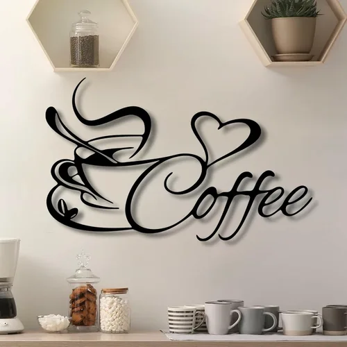 Oxzcimty Arte de pared de taza de café de metal, decoración de pared de café, arte de pared de metal para cafeterías, cocina, comedor, bar, sala de