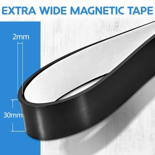 Miniatura 5 de E•Werk - Rollo de cinta magnética - 3.3 pies / 3.3 ft - Tiras magnéticas extra gruesas y anchas con respaldo autoadhesivo fuerte - Fácil de cortar