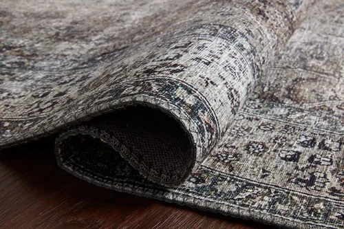 Miniatura 7 de Loloi - Tapete decorativo de pelo corto sala de estar, suave duradero, colección Layla, estampado envejecido retro, no desprende pelo, fácil Gris