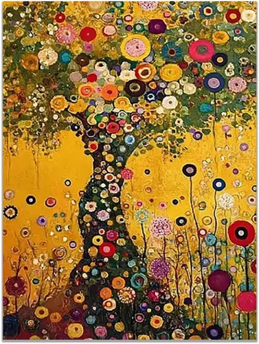 Miniatura 19 de VOCBAN Nature Tree of Life Abstract Pictures Canvas Painting Large Modern Canvas Wall Art Colorful Trees Living Room Wall Decor Plant Prints(black