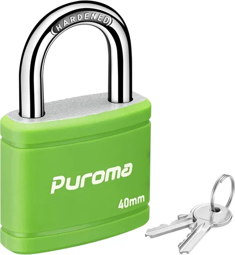 Miniatura 9 de Puroma Candado con llave con 2 llaves iguales, cerradura de casillero de 7/8 pulgadas, cerraduras de alta resistencia para puerta, cerrojo, caja