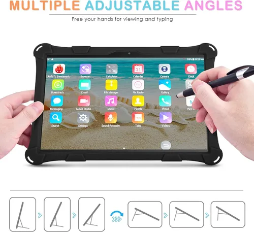 Miniatura 5 de DETUOSI Winsing 10 - Funda de silicona compatible con Dragon Touch Notepad K10, funda universal para tablet de 10 pulgadas, funda protectora Negro
