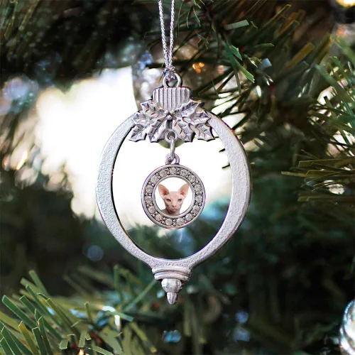 Miniatura 3 de Inspired Silver - Bonita bandera estadounidense - Adorno de Navidad plateado - Adorno de árbol de Navidad con dije circular con circonita cúbica