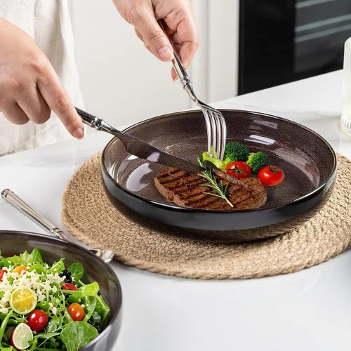 Miniatura 5 de LERATIO Tazones grandes de cerámica para pasta de 8.5'', tazones de 36 oz para servir pasta, juego de 4 para cocina, tazones anchos para fruta