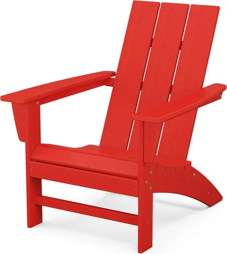 Silla moderna tipo AD420SR de Adirondack de Polywood, Rojo atardecer, construcción duradera de polietileno de alta densidad, fácil montaje, Rojo