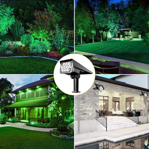 Miniatura 3 de Focos solares verdes para exteriores, luces decorativas del día de San Patricio con IP65, impermeables, 20 LED, focos solares de paisaje