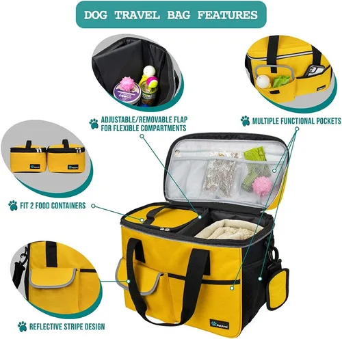 Miniatura 4 de PetAmi Bolsa de viaje para perros, organizador de bolsas de viaje para mascotas, bolsa de viaje de comida para perros con contenedor de comida