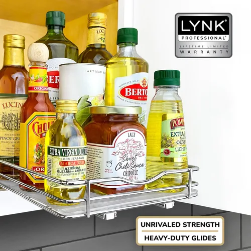 Miniatura 7 de LYNK PROFESSIONAL® - Organizador extraíble de especias para armario, 8-1/4 pulgadas de ancho, estante deslizante, organizador de especias, cromado