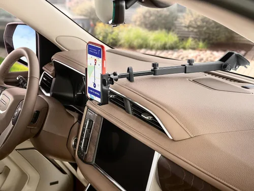 Miniatura 3 de WeatherTech WindshieldFone con extensión - Soporte universal para teléfono de coche montado en el parabrisas - Perillas billet negras