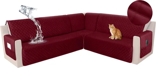 Miniatura 44 de HDCAXKJ Funda seccional de esquina impermeable para sofá de terciopelo en forma de L, fundas para sofá para mascotas, perros, suaves, resistentes