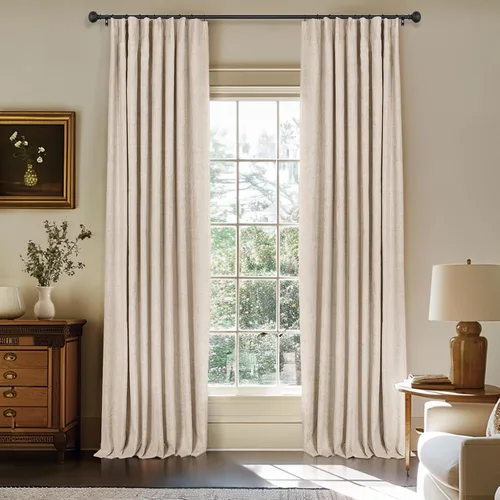 Miniatura 17 de INOVADAY Cortinas 100% opacas para dormitorio, cortinas opacas de 84 pulgadas de largo, cortinas opacas de lino con anillos de clip, aislamiento