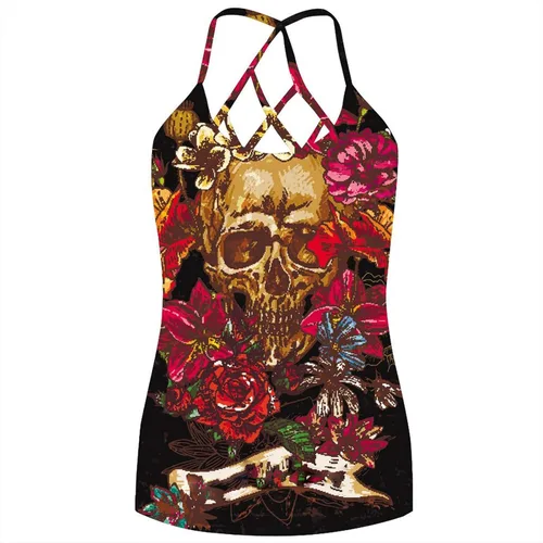 Miniatura 3 de LISTHA Camiseta sin mangas con estampado de calavera para mujer casual sin mangas con cordones blusa