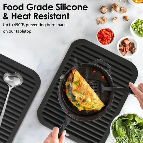 Miniatura 3 de Salvamanteles de silicona para ollas y sartenes calientes, paquete de 3 soportes resistentes al calor para cocina, tapete de silicona grande