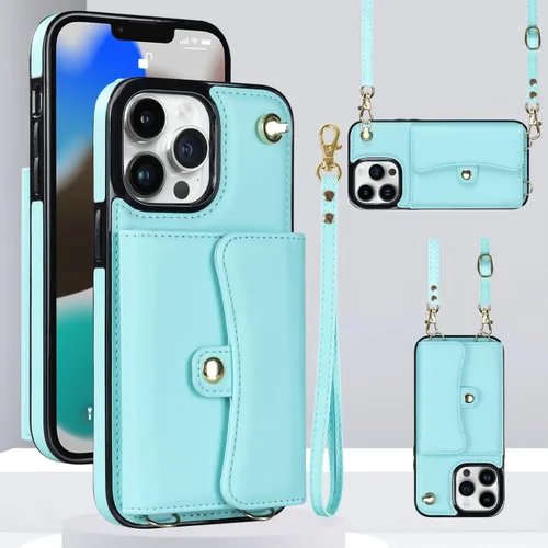 Miniatura 9 de Funda para iPhone 13 de 6.1 pulgadas, bolso cruzado con correa de hombro, funda protectora de moda para iPhone 13 (oro rosa)