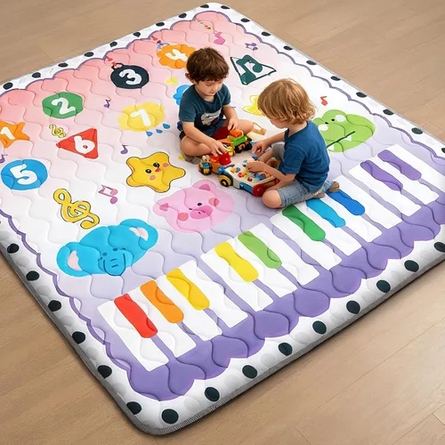 Miniatura 7 de RONGFA Alfombra de juego para bebé para suelo, 71 x 59 pulgadas, espuma gruesa, suave, acolchada, alfombra para corralito para niños pequeños, Piano