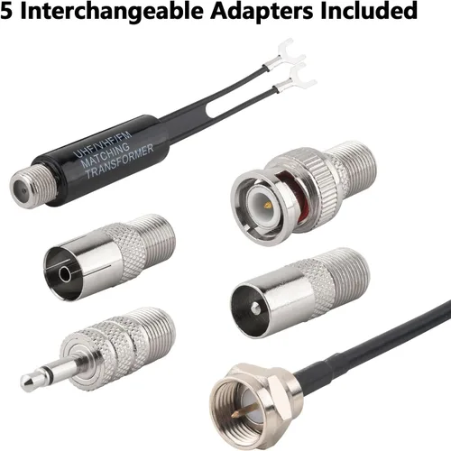 Miniatura 3 de Antena FM para interiores Antena de radio FM base magnética con PAL BNC 0.138 in y adaptador de 75 a 300 ohmios conector para receptor estéreo