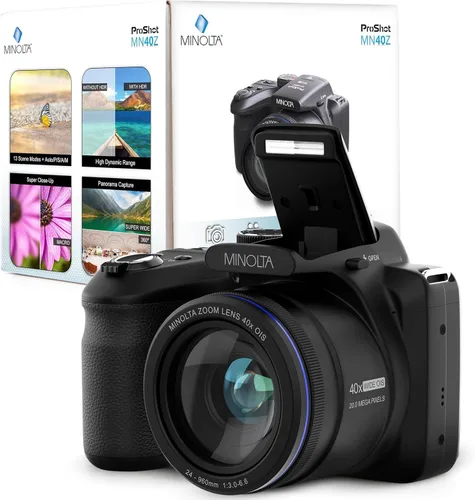 Miniatura 7 de Minolta Cámara digital MN40Z de 20 MP - Zoom óptico de 40x, video FHD de 1080p, LCD de 3.0", Wi-Fi, detección de cara/sonrisa/parpadeo, color negro