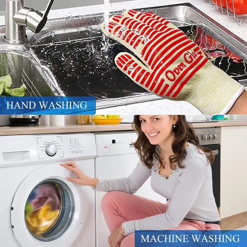 Miniatura 5 de Guantes para horno, resistentes al calor 540 grados Fahrenheit, guantes de parrilla, manipulador de superficies calientes, guantes de horno