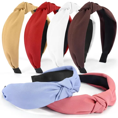 Miniatura 8 de DiyJibb Diademas para Mujeres y Niñas - 6 Piezas Diademas Elegantes con Nudo Superior - Diadema Anudada para Mujeres - Bandas para la Cabeza Anchas