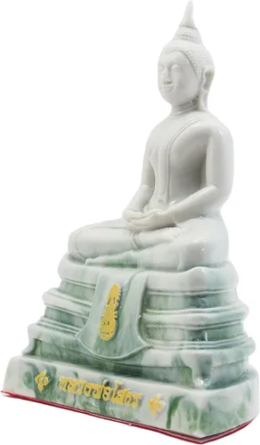 Miniatura 9 de BUDDHO Estatua de Buda Sothorn de mármol blanco de 6 pulgadas de alto. Estatua de Buda tailandés sentada para decoración del hogar, decoración