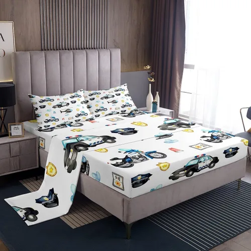 Miniatura 10 de Erosebridal Juego de sábanas de automóvil de dibujos animados para niños, juego de ropa de cama de camiones, tamaño individual, sábana bajera