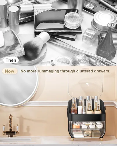 Miniatura 8 de Organizador de maquillaje para encimera, soporte para cuidado de la piel, organizador de mostrador de baño, caja de almacenamiento, vitrinas