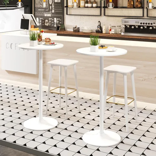 Miniatura 10 de Giantex Mesa de bar dos en uno con poste desmontable, base de metal, parte superior redonda de 24 pulgadas, 40 pulgadas/22 pulgadas de altura Negro