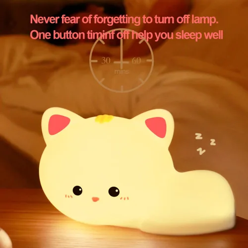 Miniatura 4 de Luz nocturna LED de gato, 16 colores regulables para guardería, luz nocturna kawaii, súper blanda de silicona recargable por USB, lámpara de noche