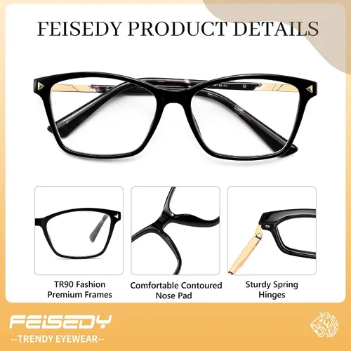 Miniatura 6 de FEISEDY Lentes de bloqueo de luz azul con TR90, antifatiga ocular para mujeres y hombres para TV, teléfono, computadora y juegos B0370