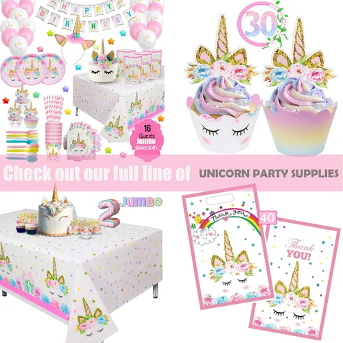 Miniatura 5 de Lifestyle - Paquete de 2 manteles desechables de unicornio extragrandes de 108 x 54 pulgadas para fiesta de cumpleaños, baby shower y decoración